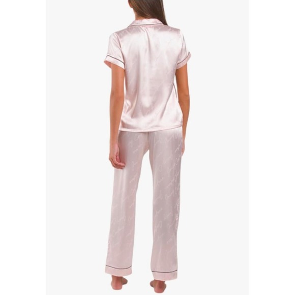 Juicy Couture Womens Satin Pajama Set Button Down Short Sleeve Sleepwear New - Picture 2 of 8